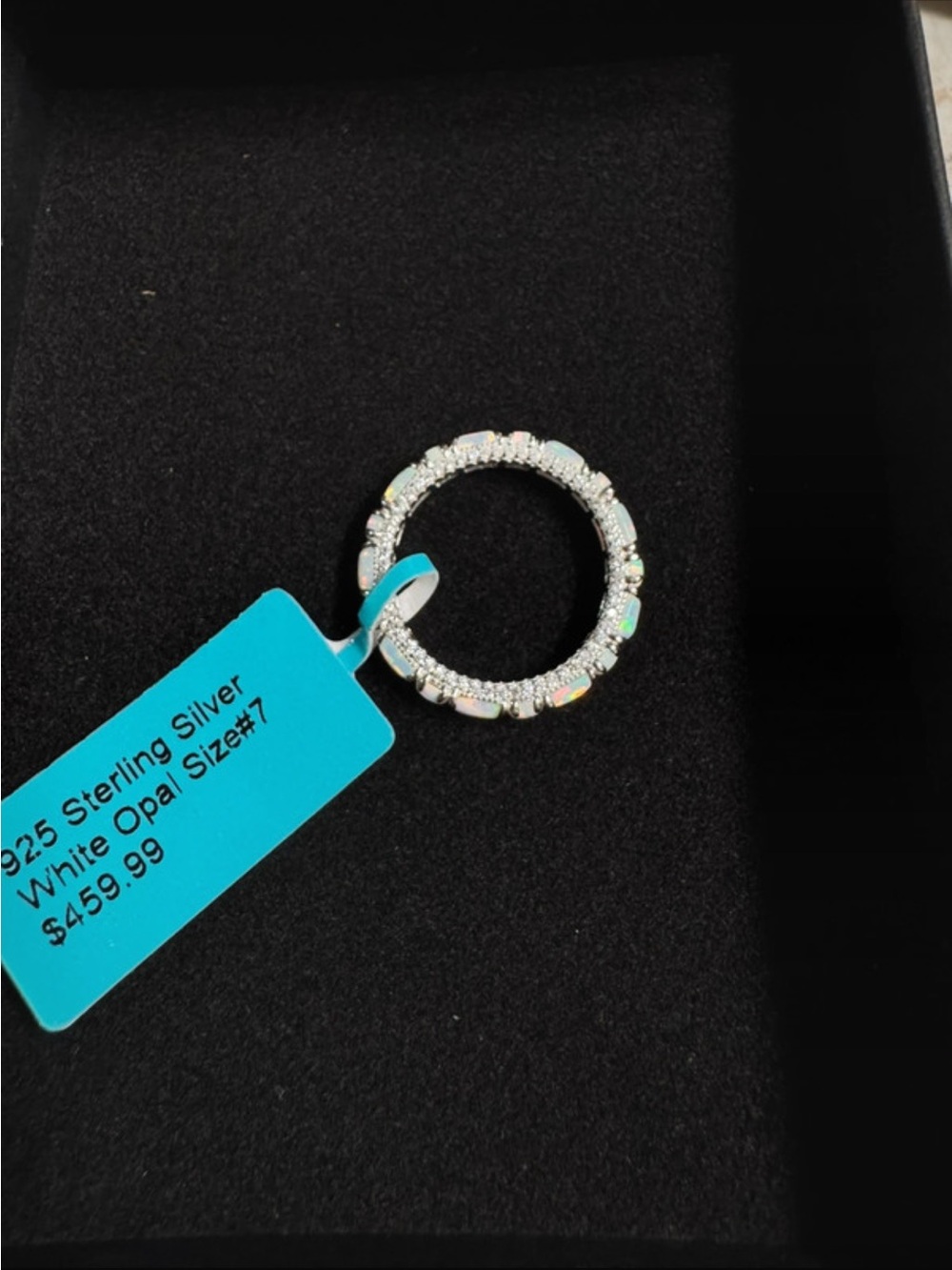 Sterling Silver White Opal Eternity Ring - Size 7